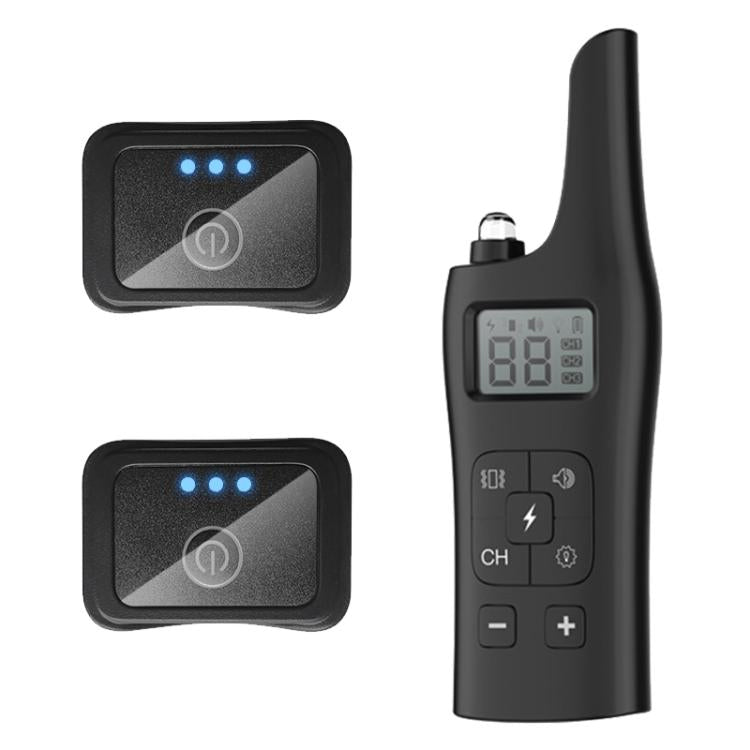 Remote Control Electric Shock Vibration Warning Pet Barking Stopper Waterproof Electronic Collar, Specification:1 Drag 2 - Black