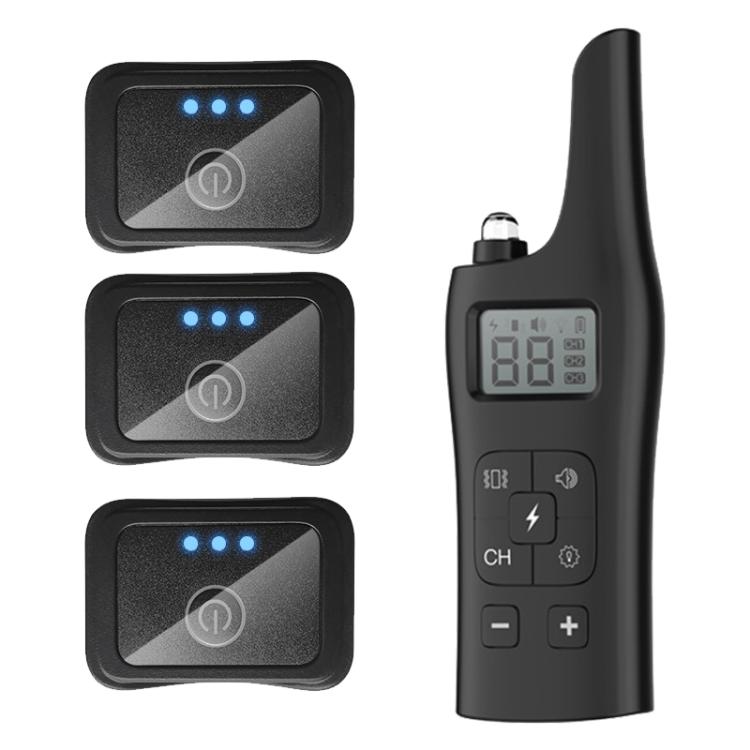 Remote Control Electric Shock Vibration Warning Pet Barking Stopper Waterproof Electronic Collar, Specification:1 Drag 3 - Black