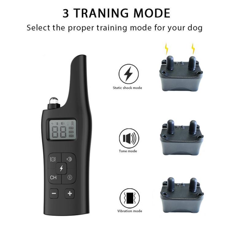 Remote Control Electric Shock Vibration Warning Pet Barking Stopper Waterproof Electronic Collar, Specification:1 Drag 1 - Black