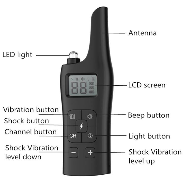 Remote Control Electric Shock Vibration Warning Pet Barking Stopper Waterproof Electronic Collar, Specification:1 Drag 1 - Black