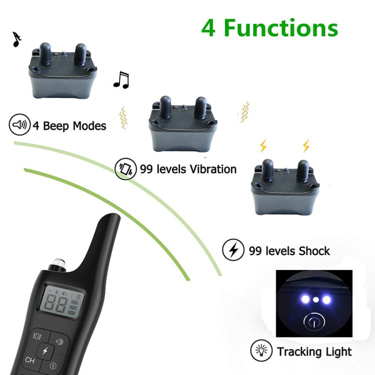 Remote Control Electric Shock Vibration Warning Pet Barking Stopper Waterproof Electronic Collar, Specification:1 Drag 1 - Black
