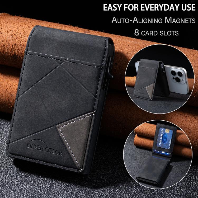 BFK29 Prismatic Embossed MagSafe Magnetic Leather Card Bag