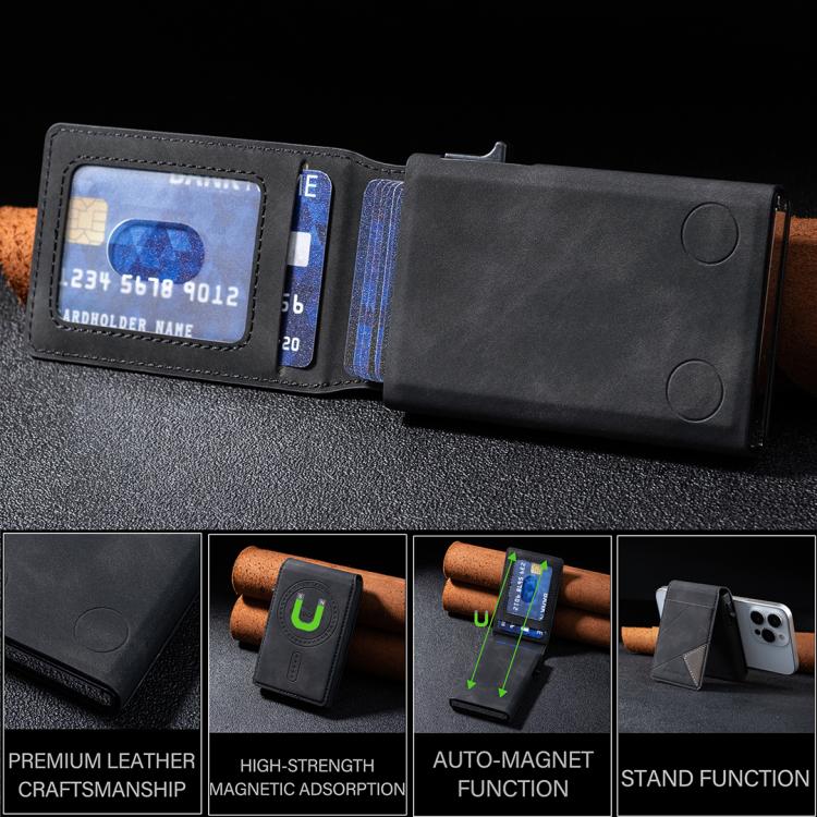 BFK29 Prismatic Embossed MagSafe Magnetic Leather Card Bag