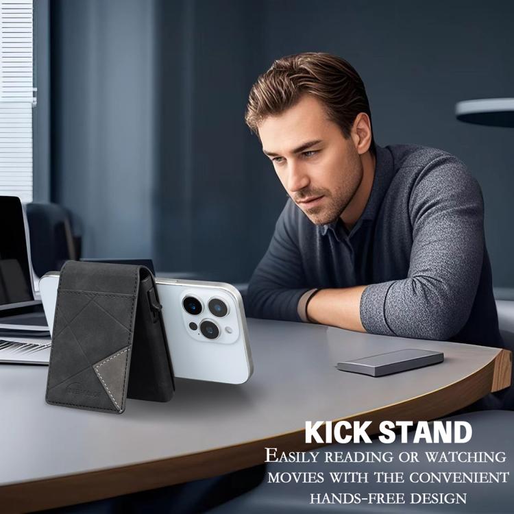BFK29 Prismatic Embossed MagSafe Magnetic Leather Card Bag
