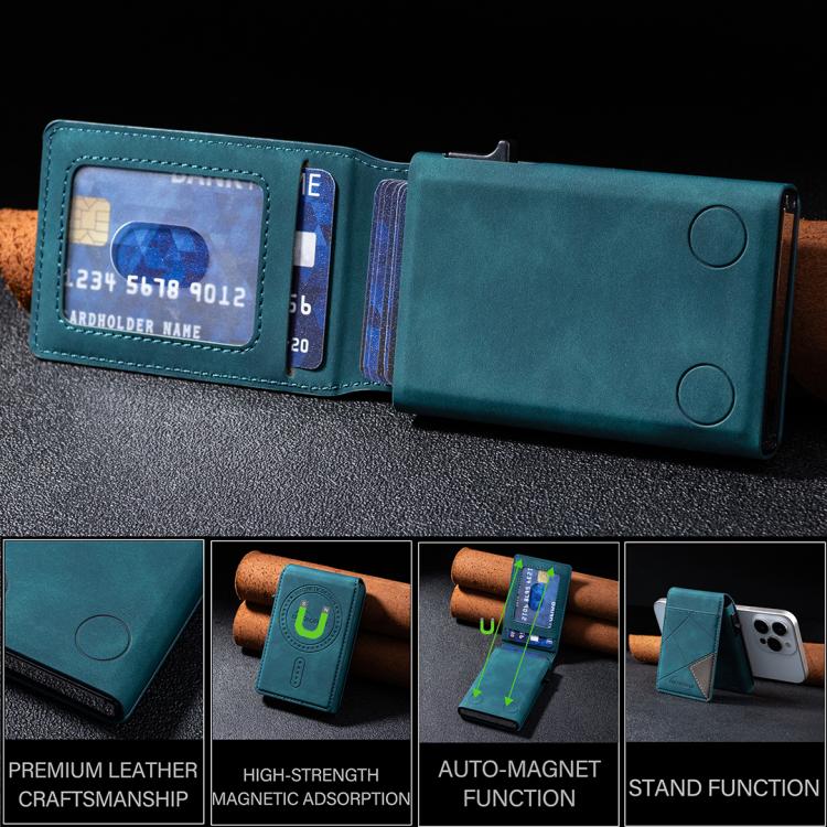 BFK29 Prismatic Embossed MagSafe Magnetic Leather Card Bag