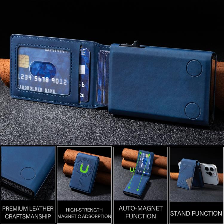 BFK29 Prismatic Embossed MagSafe Magnetic Leather Card Bag