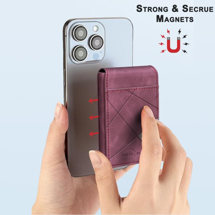 BFK29 Prismatic Embossed MagSafe Magnetic Leather Card Bag