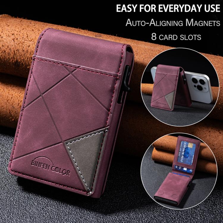 BFK29 Prismatic Embossed MagSafe Magnetic Leather Card Bag