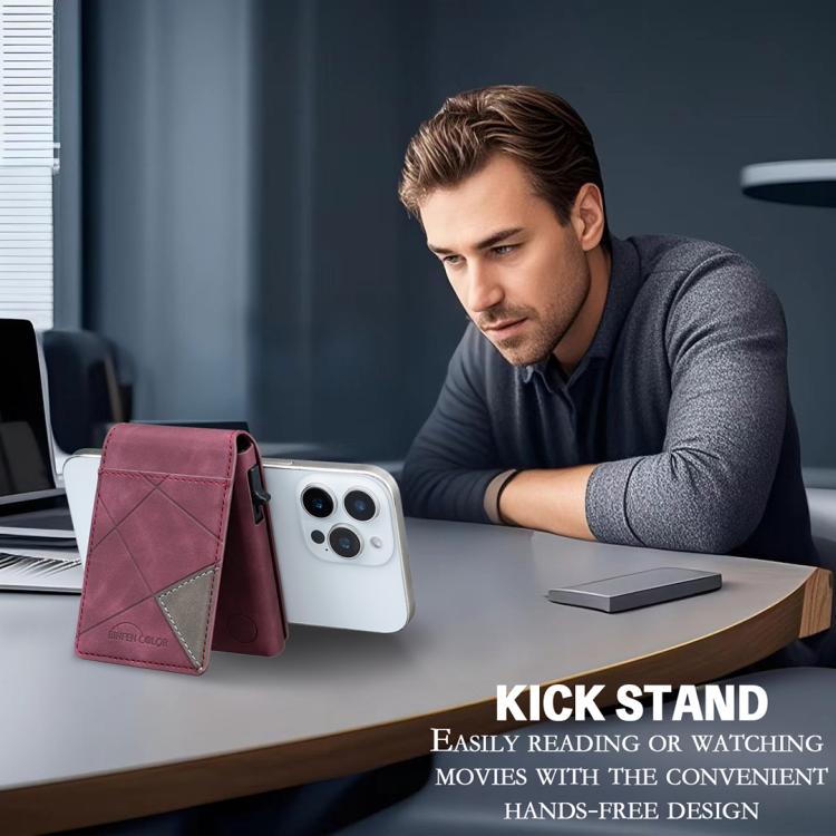 BFK29 Prismatic Embossed MagSafe Magnetic Leather Card Bag