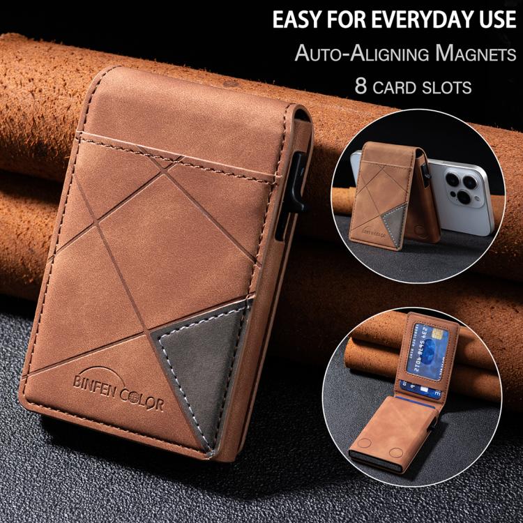 BFK29 Prismatic Embossed MagSafe Magnetic Leather Card Bag