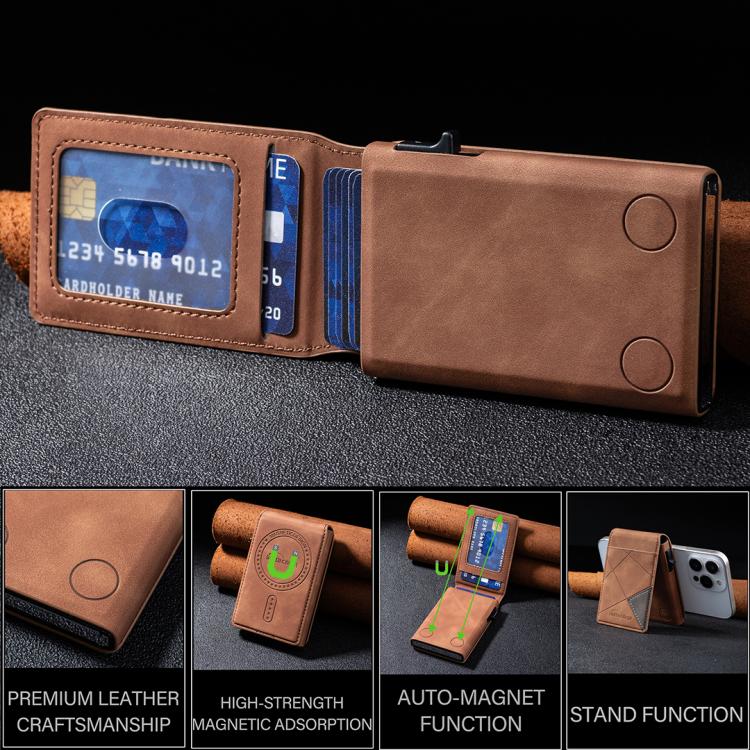 BFK29 Prismatic Embossed MagSafe Magnetic Leather Card Bag