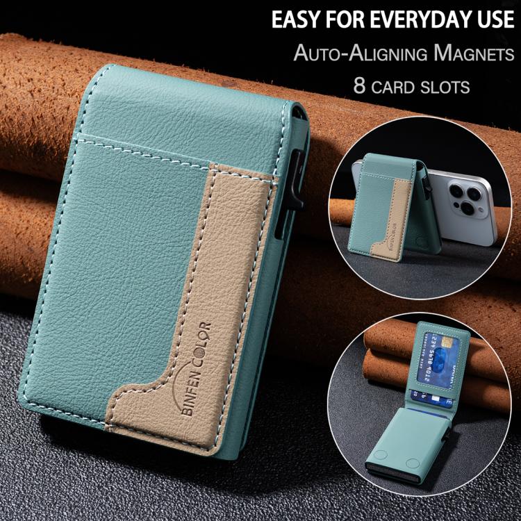 BFK28 Colorblock MagSafe Magnetic Leather Card Bag