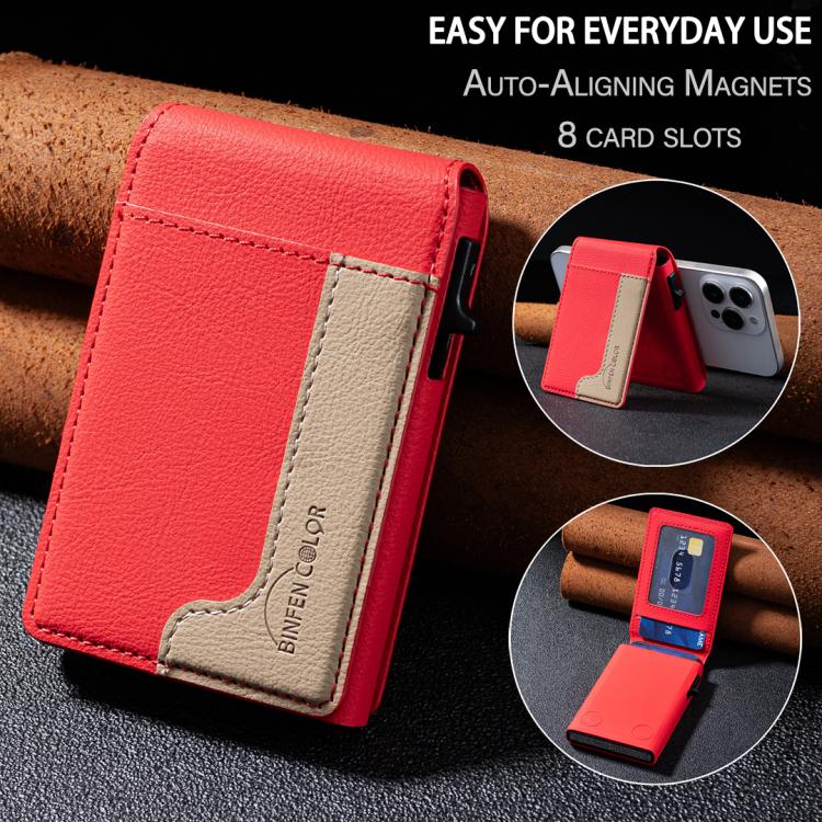 BFK28 Colorblock MagSafe Magnetic Leather Card Bag