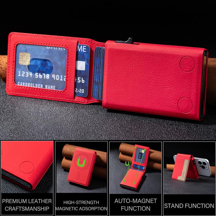 BFK28 Colorblock MagSafe Magnetic Leather Card Bag