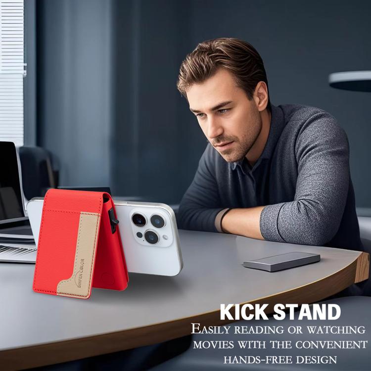 BFK28 Colorblock MagSafe Magnetic Leather Card Bag