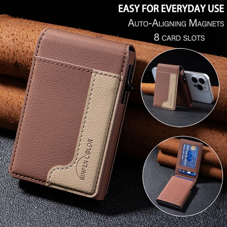 BFK28 Colorblock MagSafe Magnetic Leather Card Bag