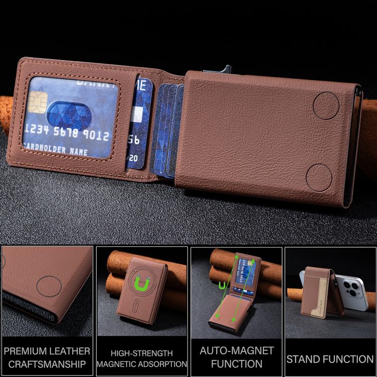 BFK28 Colorblock MagSafe Magnetic Leather Card Bag