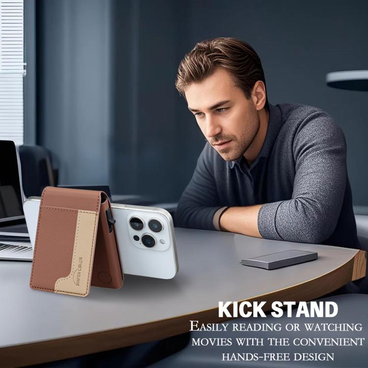 BFK28 Colorblock MagSafe Magnetic Leather Card Bag
