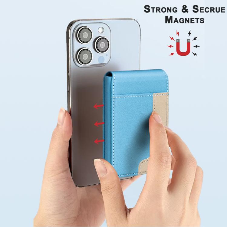 BFK28 Colorblock MagSafe Magnetic Leather Card Bag