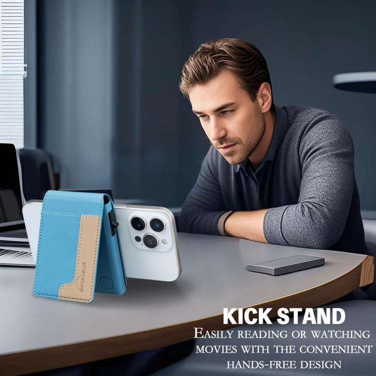 BFK28 Colorblock MagSafe Magnetic Leather Card Bag