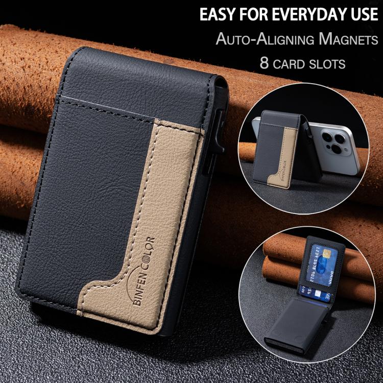 BFK28 Colorblock MagSafe Magnetic Leather Card Bag