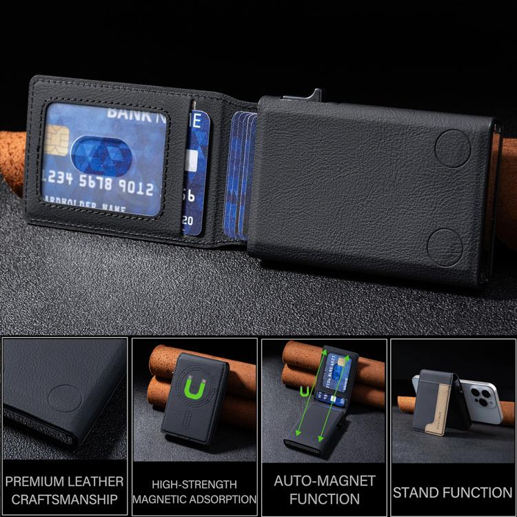 BFK28 Colorblock MagSafe Magnetic Leather Card Bag