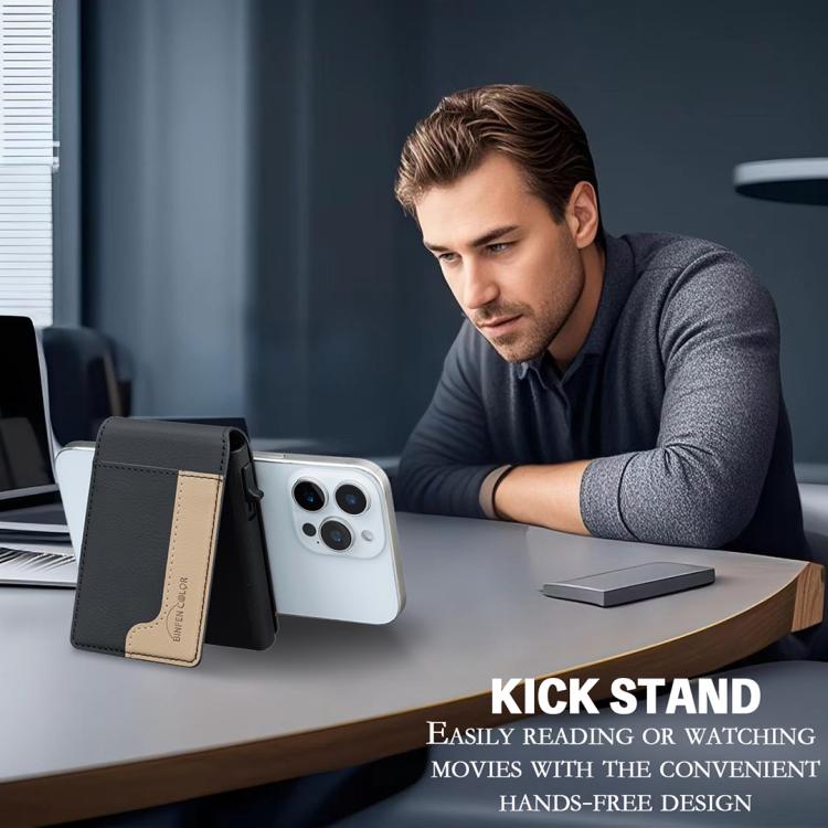 BFK28 Colorblock MagSafe Magnetic Leather Card Bag