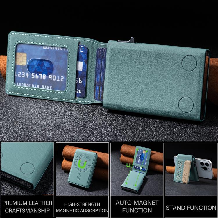 BFK30 Colorblock Flowers Magsafe Magnetic Leather Card Bag