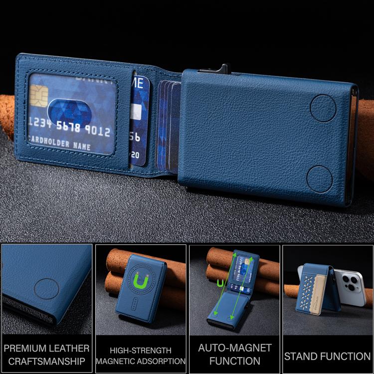 BFK30 Colorblock Flowers Magsafe Magnetic Leather Card Bag