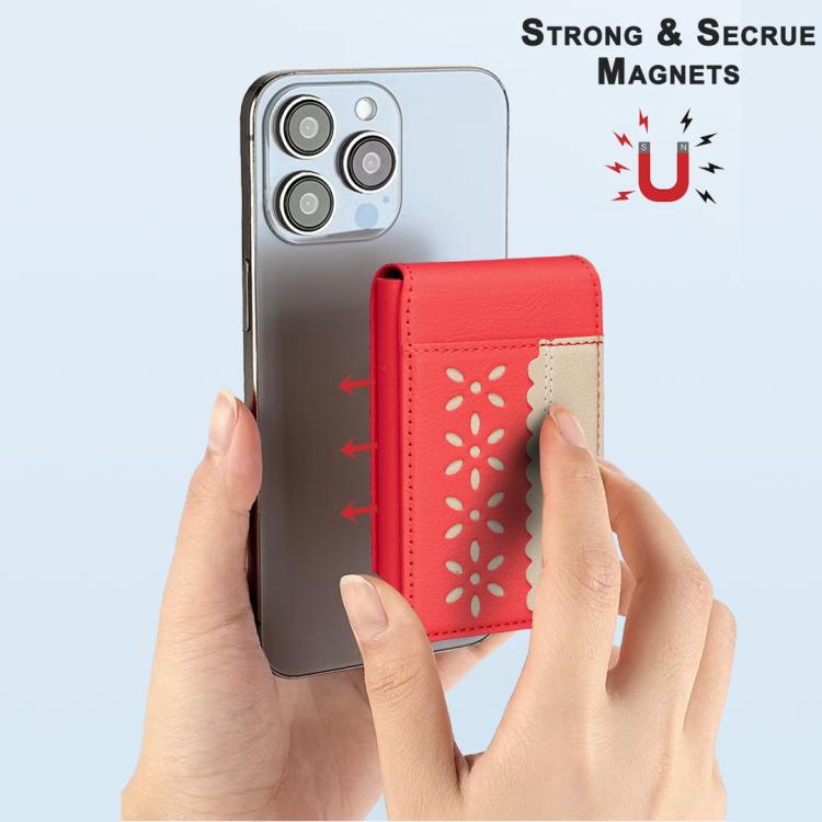 BFK30 Colorblock Flowers Magsafe Magnetic Leather Card Bag