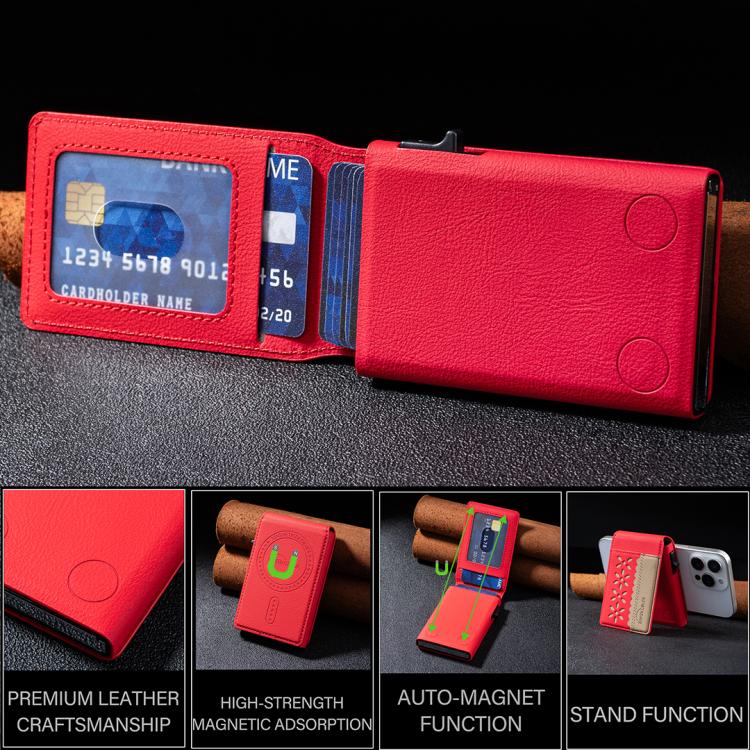 BFK30 Colorblock Flowers Magsafe Magnetic Leather Card Bag