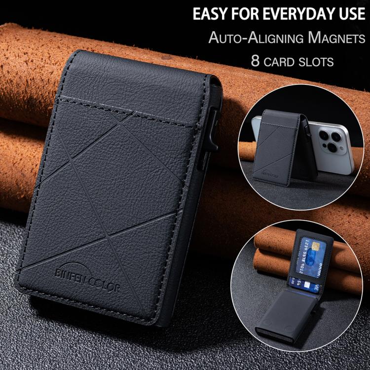 BFK32 Embossed Prismatic MagSafe Magnetic Leather Card Bag