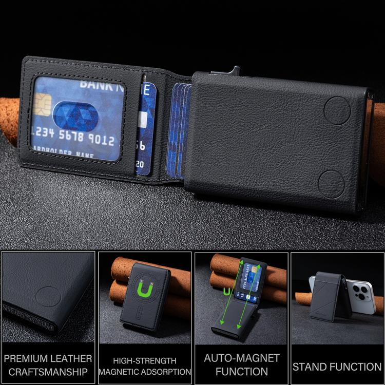 BFK32 Embossed Prismatic MagSafe Magnetic Leather Card Bag