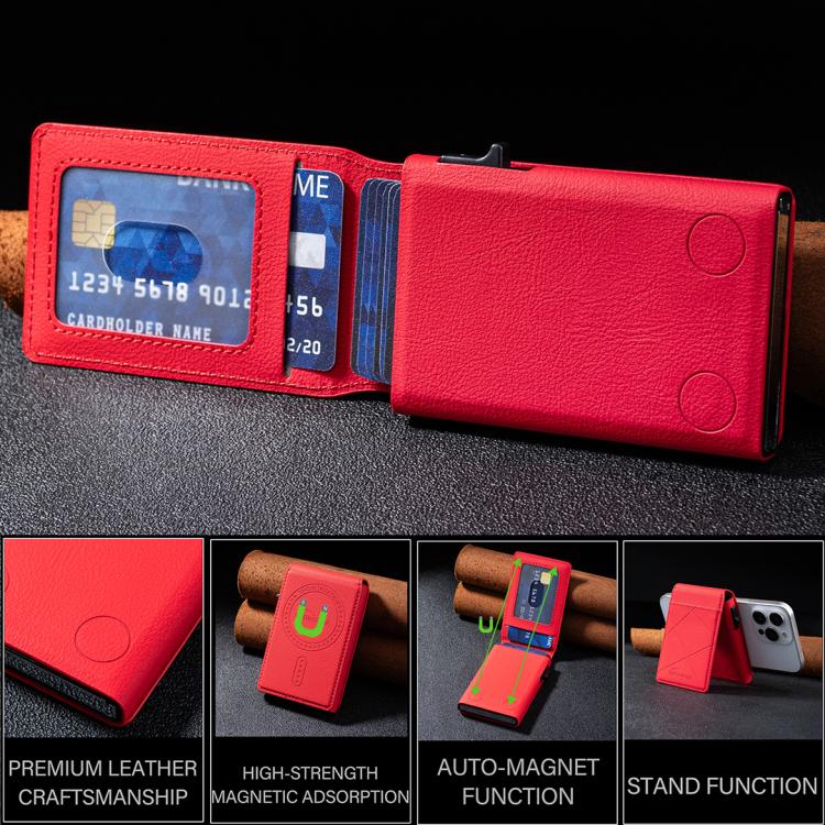 BFK32 Embossed Prismatic MagSafe Magnetic Leather Card Bag