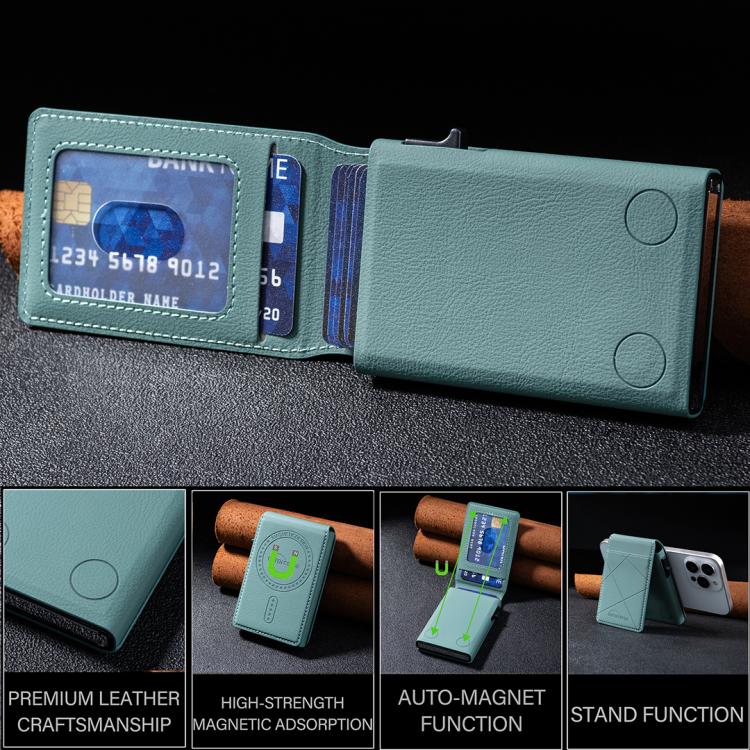 BFK32 Embossed Prismatic MagSafe Magnetic Leather Card Bag