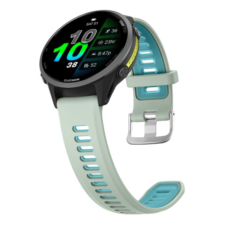 For Garmin Forerunner 970 Silver Buckle Two Color Silicone Watch Band