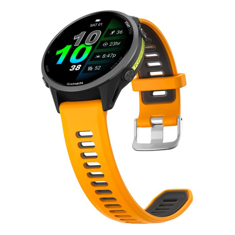For Garmin Forerunner 970 Silver Buckle Two Color Silicone Watch Band