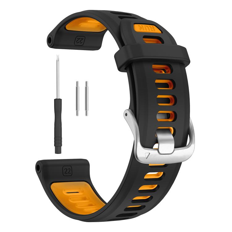 For Garmin Forerunner 970 Silver Buckle Two Color Silicone Watch Band