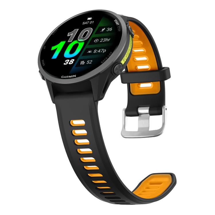 For Garmin Forerunner 970 Silver Buckle Two Color Silicone Watch Band