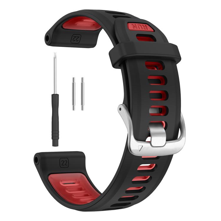 For Garmin Forerunner 970 Silver Buckle Two Color Silicone Watch Band