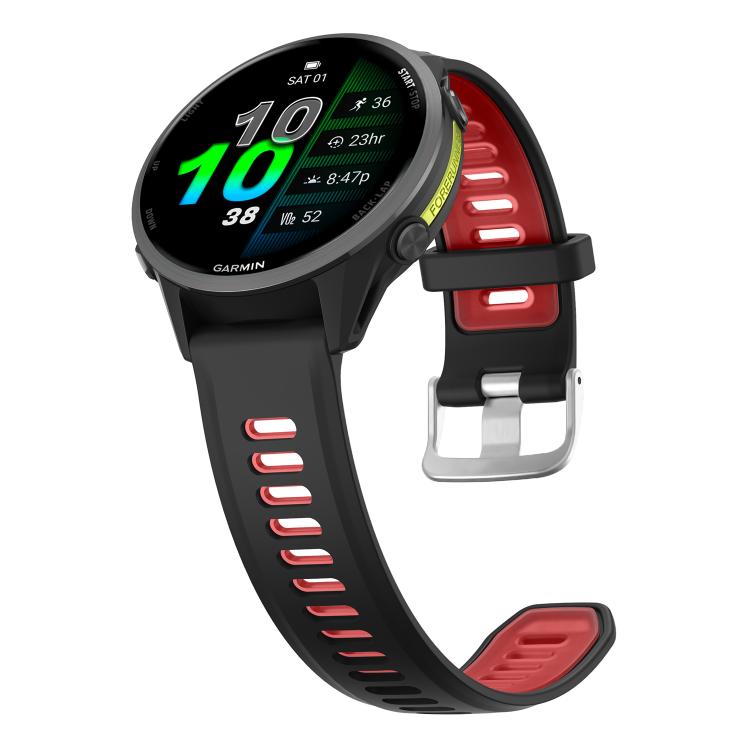For Garmin Forerunner 970 Silver Buckle Two Color Silicone Watch Band