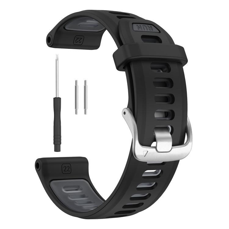 For Garmin Forerunner 970 Silver Buckle Two Color Silicone Watch Band