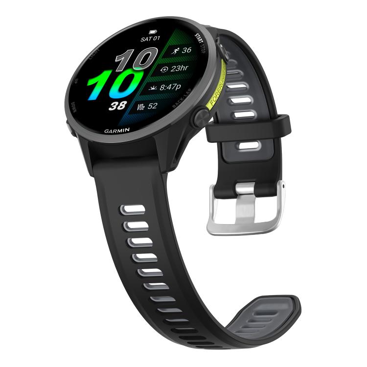 For Garmin Forerunner 970 Silver Buckle Two Color Silicone Watch Band