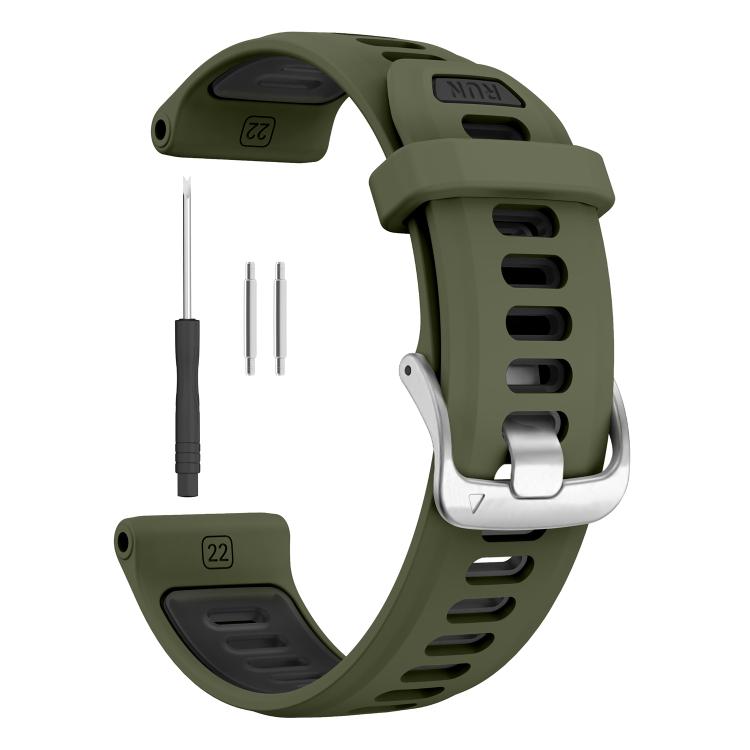 For Garmin Forerunner 970 Silver Buckle Two Color Silicone Watch Band