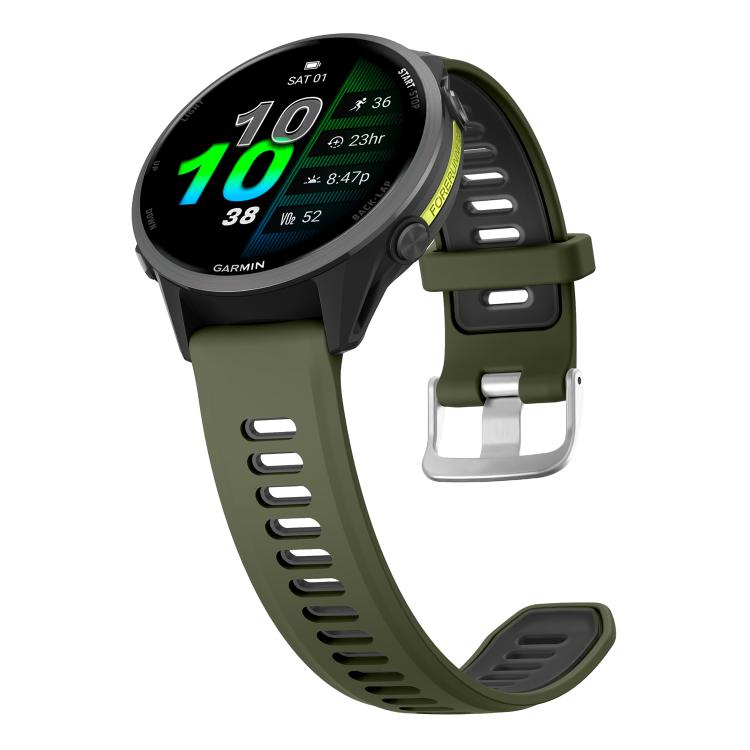 For Garmin Forerunner 970 Silver Buckle Two Color Silicone Watch Band