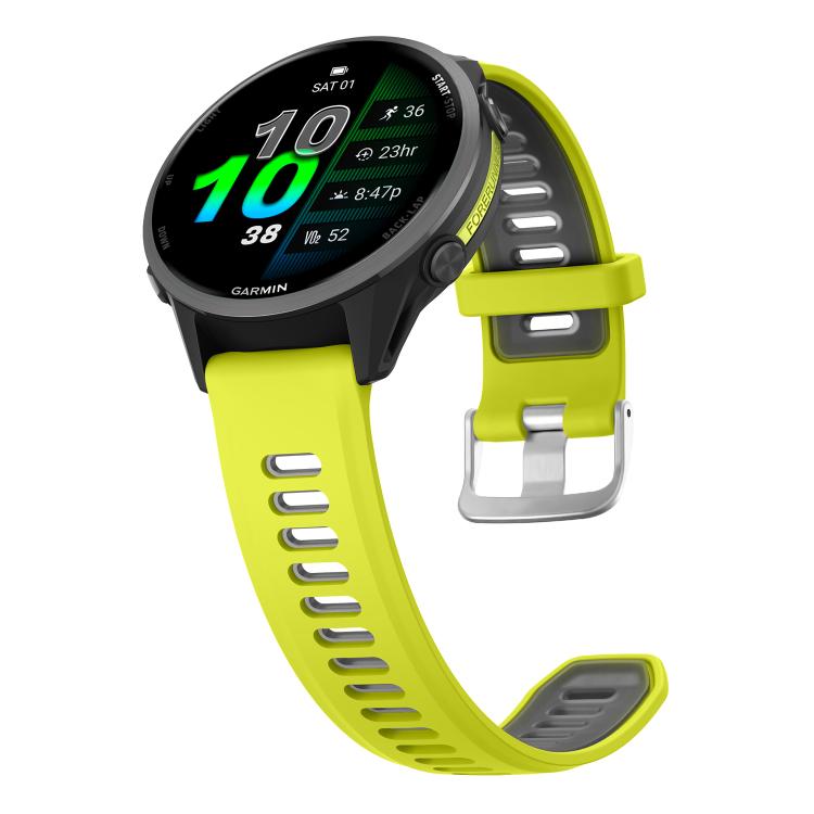 For Garmin Forerunner 970 Silver Buckle Two Color Silicone Watch Band