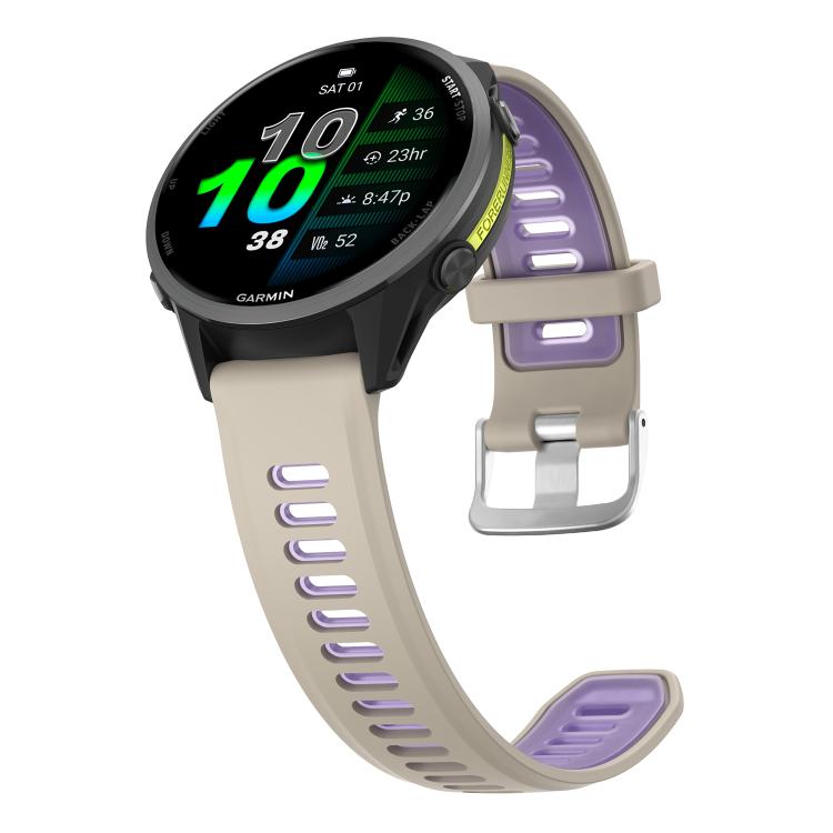 For Garmin Forerunner 970 Silver Buckle Two Color Silicone Watch Band