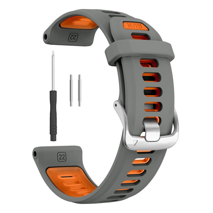 For Garmin Forerunner 970 Silver Buckle Two Color Silicone Watch Band