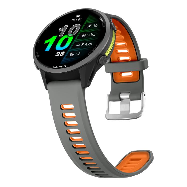 For Garmin Forerunner 970 Silver Buckle Two Color Silicone Watch Band