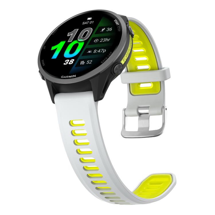For Garmin Forerunner 970 Silver Buckle Two Color Silicone Watch Band